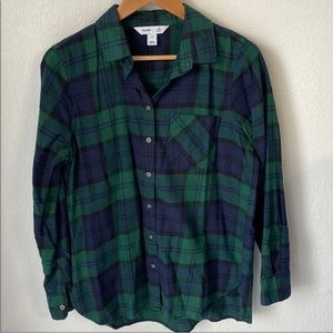Old Navy Green and Blue Plaid Button Down Shirt